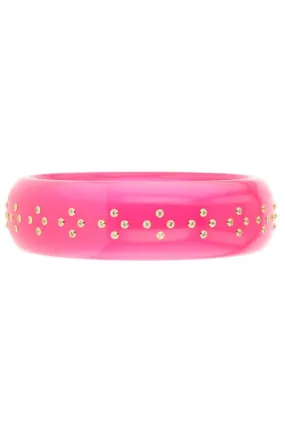 White Topaz Pink Bakelite Bangle Bracelet